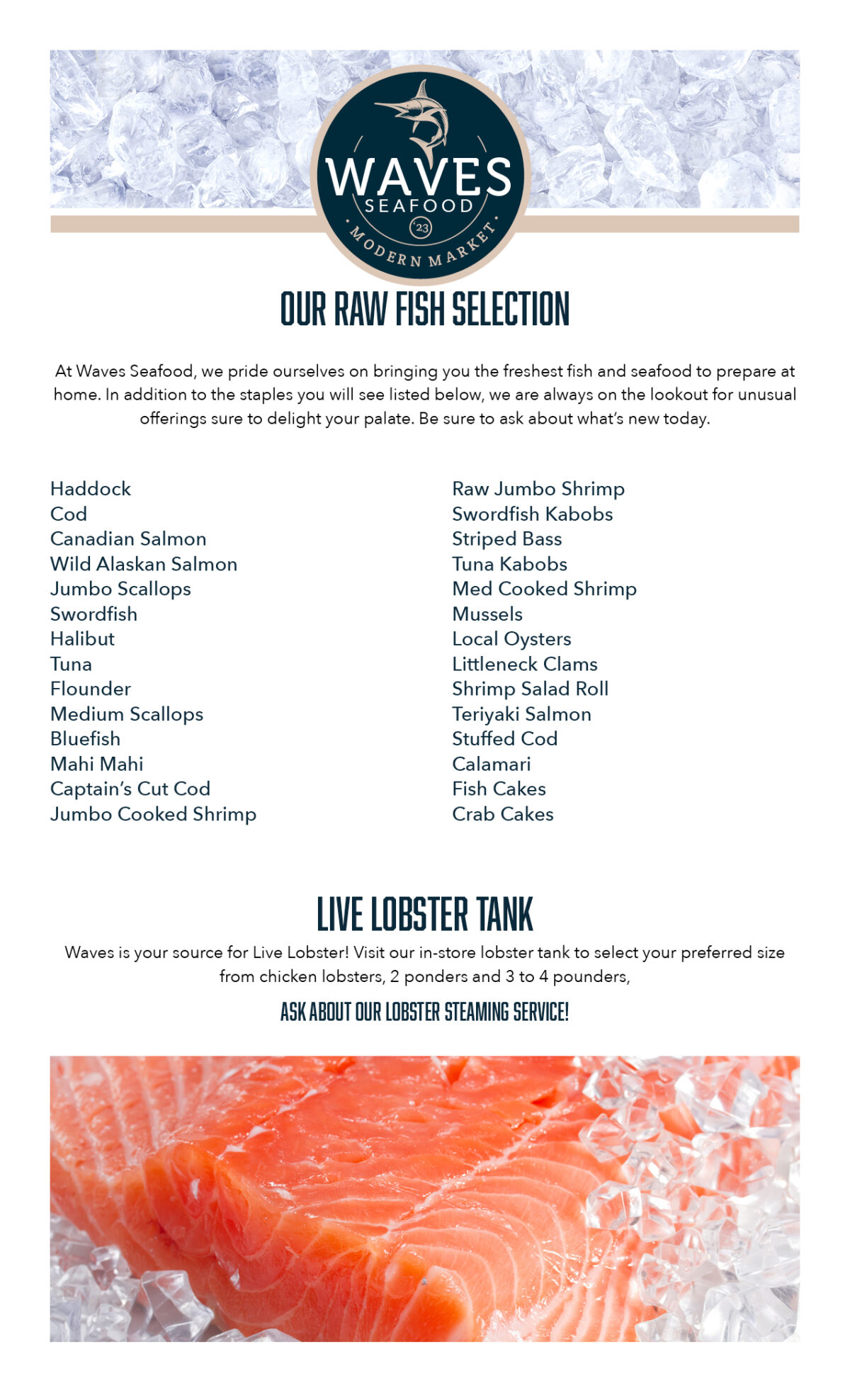 fresh fish menu – Waves Seafood